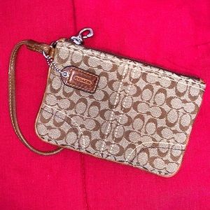 Coach Tan Wristlet with Leather Strap